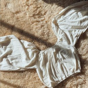 Honeydove Vintage Raw Silk Long Puff Sleeve Top